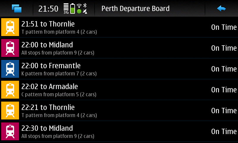 Perth Train Departure Board